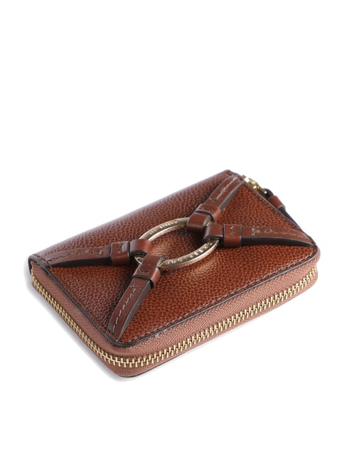 AMELIA Mini cartera de cuero con cremallera BROWN - Carteras Mujer
