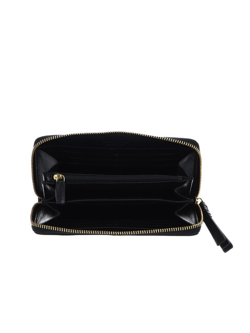 FEBE Cartera grande de cuero con cremallera Oro negro - Carteras Mujer