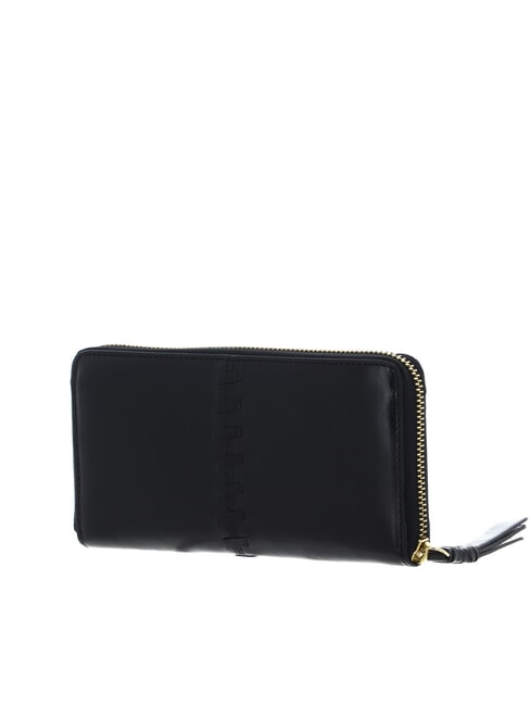 FEBE Cartera grande de cuero con cremallera Oro negro - Carteras Mujer