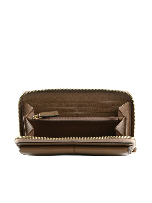 ELISABETTA Cartera grande de piel con bolsillo. ostra abb. oro - Carteras Mujer