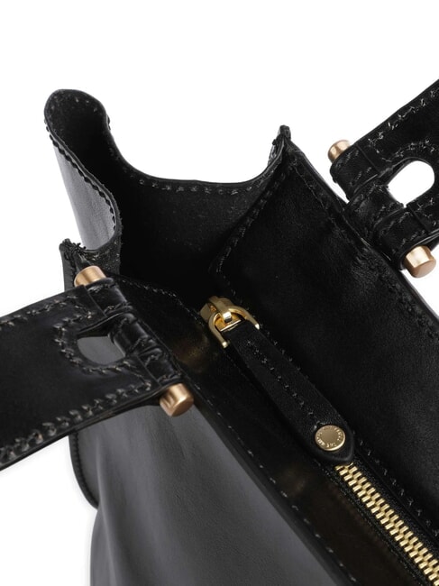 FEBE Bolsa de compras de cuero Oro negro - Bolsos Mujer