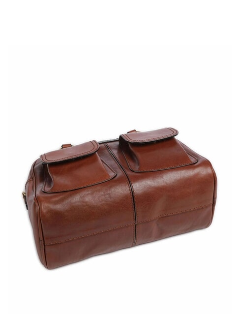 FLORA Bolso de piel tipo cartera con bolsillos BROWN - Bolsos Mujer