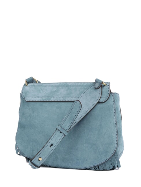 ERICA Bolso bandolera de piel con flecos cielo con oro - Bolsos Mujer