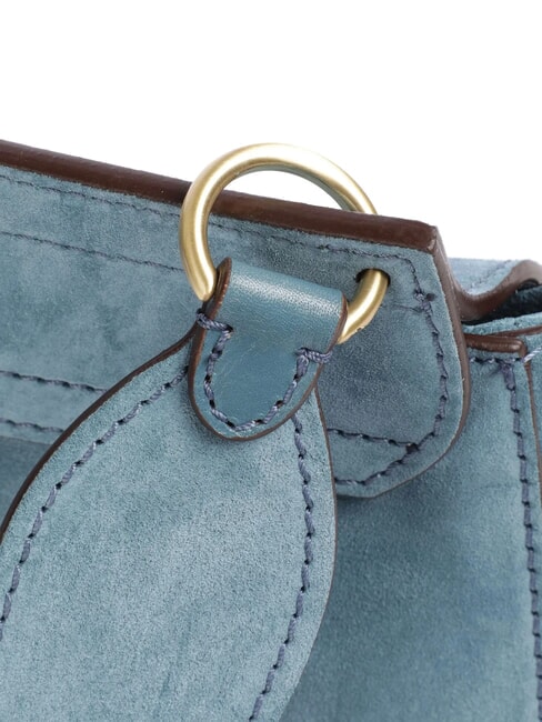 ERICA Bolso bandolera de piel con flecos cielo con oro - Bolsos Mujer