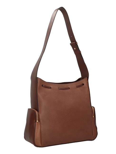 CARLOTTA Bolso hobo de piel con bolsillos BROWN - Bolsos Mujer