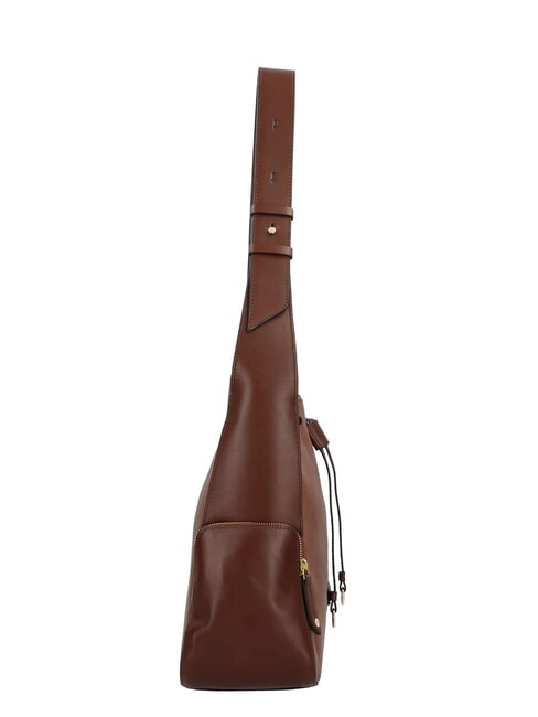CARLOTTA Bolso hobo de piel con bolsillos BROWN - Bolsos Mujer