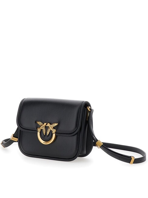 LOVE BOX Mini bolso de napa con solapa negro-oro antiguo - Bolsos Mujer
