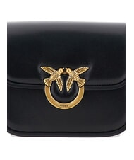 PINKO LOVE BOX Mini bolso de napa con solapa negro-oro antiguo - Bolsos Mujer - 4