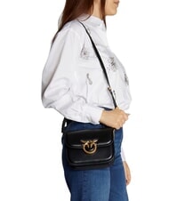 PINKO LOVE BOX Mini bolso de napa con solapa negro-oro antiguo - Bolsos Mujer - 6