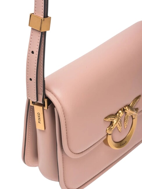 LOVE BOX Mini bolso de napa con solapa oro antiguo en polvo - Bolsos Mujer