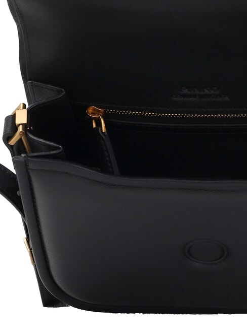 LOVE BOX Mini bolso de napa con solapa negro-oro antiguo - Bolsos Mujer