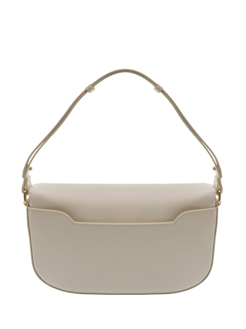 KORA Bolso de piel con solapa blanco marfil - Bolsos Mujer