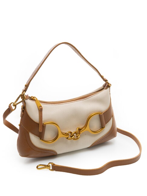 CECILIA Bolso bandolera de lona con bandolera CUERO - Bolsos Mujer