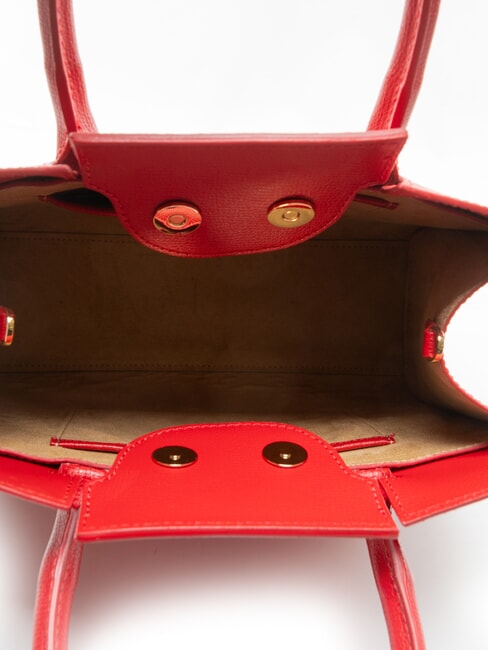 BIANCA Bolso mediano de piel CORAL - Bolsos Mujer