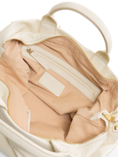 BEATRICE Bolso de piel con asa y bandolera blanco marfil - Bolsos Mujer