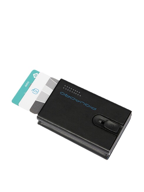 URBAN Cartera compacta de piel con cierre deslizante gris negro - Carteras Hombre