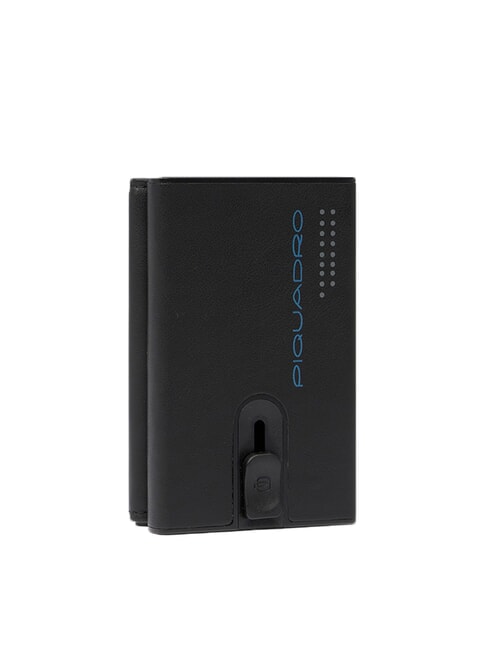 URBAN Cartera compacta de piel con cierre deslizante gris negro - Carteras Hombre