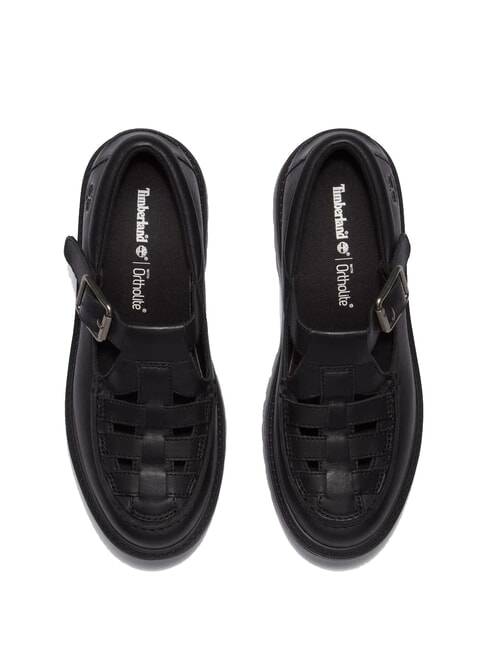 STONE STREET BUCKLE Zapato de plataforma de piel negro de grano completo - Zapatos Mujer