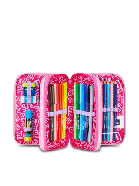 FLYUNICORN GIRL Estuche con 3 cremalleras y material escolar incluido fuxiafluo - Estuches y Accesorios