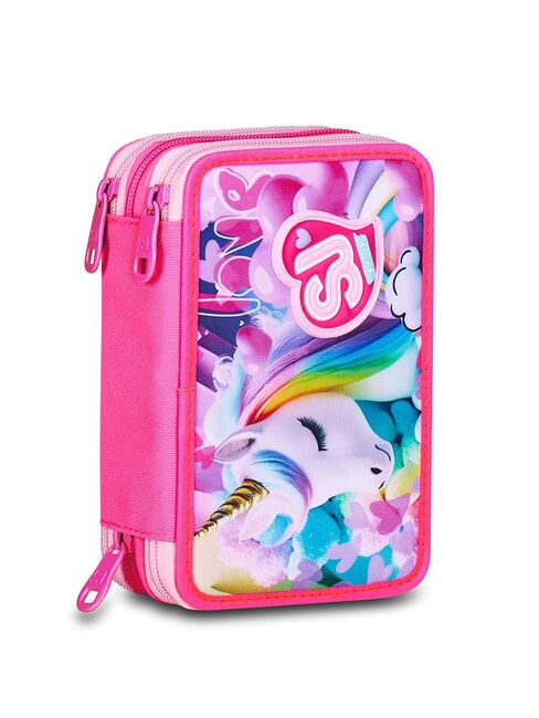 FLYUNICORN GIRL Estuche con 3 cremalleras y material escolar incluido fuxiafluo - Estuches y Accesorios