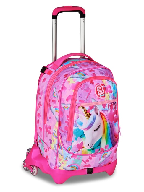 FLYUNICORN GIRL 3WD Mochila con ruedas desmontable, 3 ruedas fuxiafluo - Mochilas con ruedas