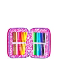 SJGANG TINYPATCH GIRL Estuche con 3 cremalleras y material escolar incluido BOSQUE DE RAYAS NEGRAS - Estuches y Accesorios - 4