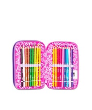 SJGANG TINYPATCH GIRL Estuche con 3 cremalleras y material escolar incluido BOSQUE DE RAYAS NEGRAS - Estuches y Accesorios - 5