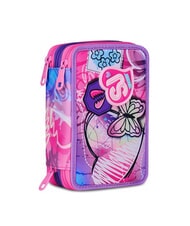 SJGANG TINYPATCH GIRL Estuche con 3 cremalleras y material escolar incluido BOSQUE DE RAYAS NEGRAS - Estuches y Accesorios - 6
