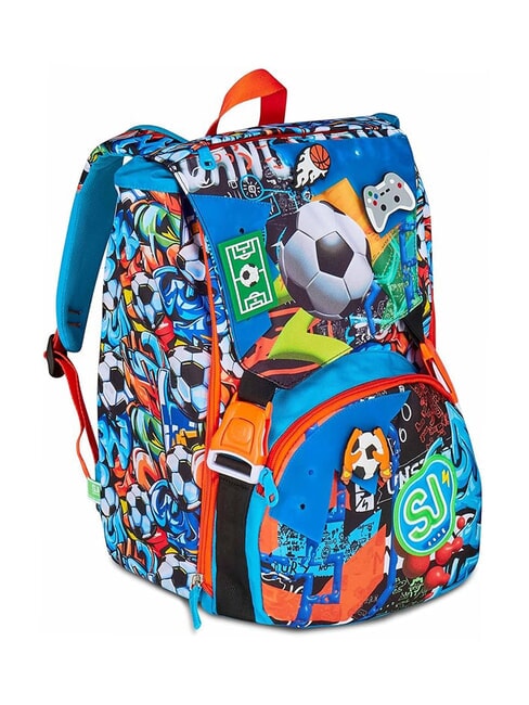 TINYPATCH BOY Mochila expandible con parche turquesa brillante - Mochilas Escuela & Tiempo Libre