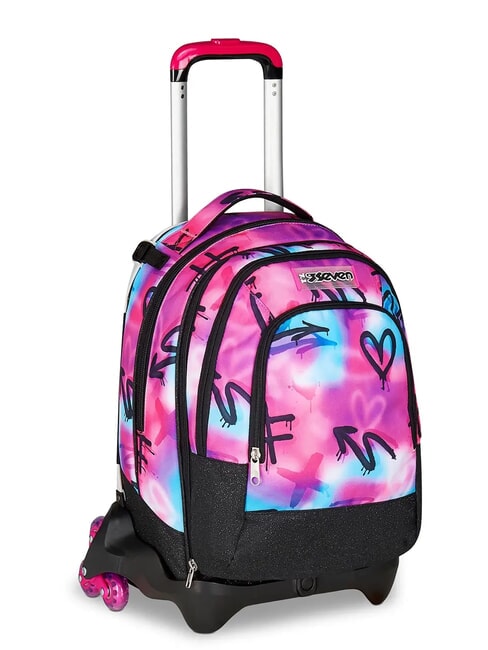 PAINT GIRL JACK 3WD Trolley 2 Mochilas Desmontables, 3 ruedas RODAMINA ROJA - Mochilas con ruedas