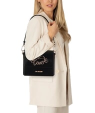LOVE MOSCHINO CURSIVE LOGO Bolso de hombro con correa para el hombro negro - Bolsos Mujer - 6