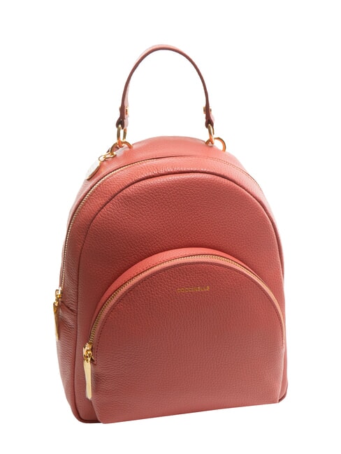 ALPHA Mochila de piel martillada con bolsillo maceta - Bolsos Mujer