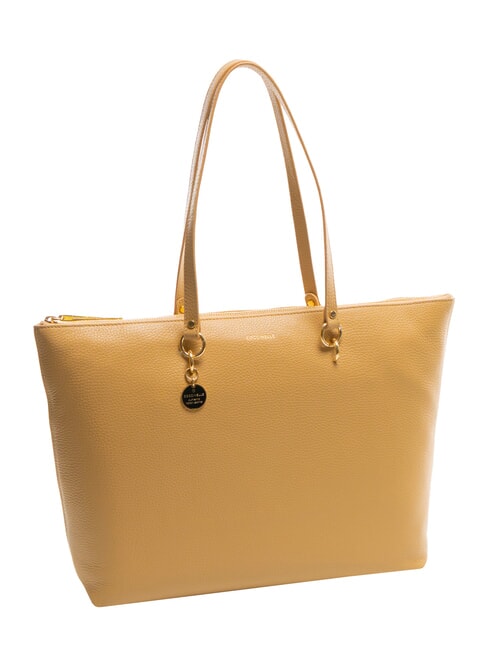 ALPHA Bolsa de compras de cuero martillado beige fresco - Bolsos Mujer
