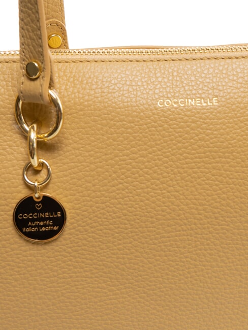 ALPHA Bolsa de compras de cuero martillado beige fresco - Bolsos Mujer