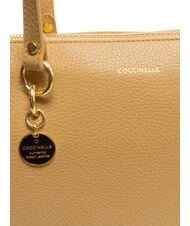 COCCINELLE ALPHA Bolsa de compras de cuero martillado beige fresco - Bolsos Mujer - 5