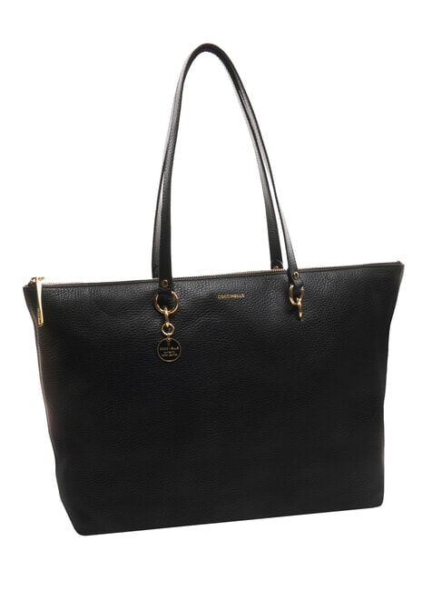 ALPHA Bolsa de compras de cuero martillado negro - Bolsos Mujer