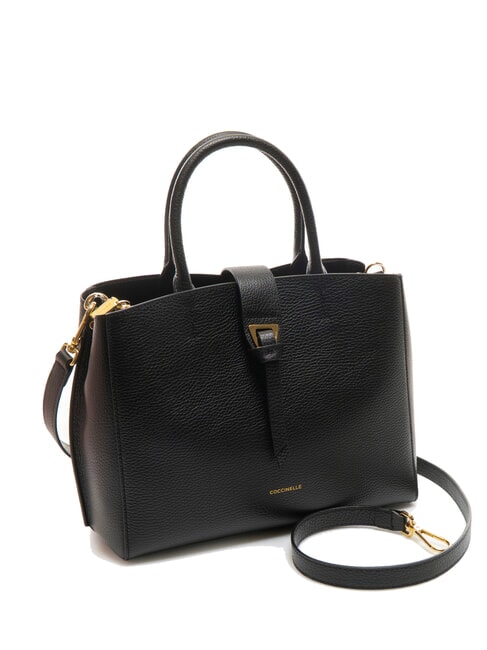 ALBA Bolso de mano de cuero martillado negro - Bolsos Mujer