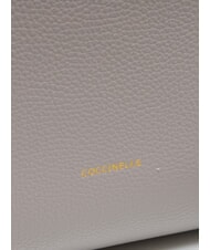 COCCINELLE KLICHE Bolso de mano de piel martillada gris claro - Bolsos Mujer - 5