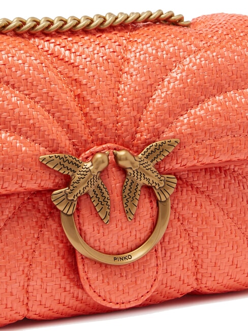 LOVE PUFF Mini bolso de hombro en rafia rojo mandarina-oro antiguo - Bolsos Mujer