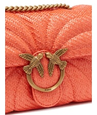 PINKO LOVE PUFF Mini bolso de hombro en rafia rojo mandarina-oro antiguo - Bolsos Mujer - 3
