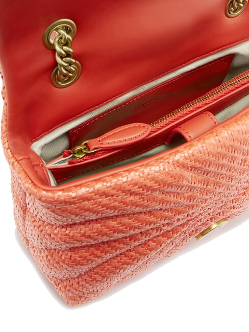 LOVE PUFF Mini bolso de hombro en rafia rojo mandarina-oro antiguo - Bolsos Mujer
