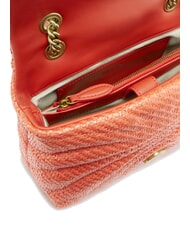 PINKO LOVE PUFF Mini bolso de hombro en rafia rojo mandarina-oro antiguo - Bolsos Mujer - 4