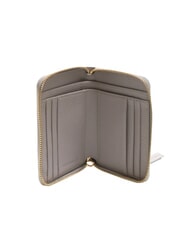 COCCINELLE VOILE Cartera mediana de cuero con cremallera alrededor gris claro - Carteras Mujer - 2