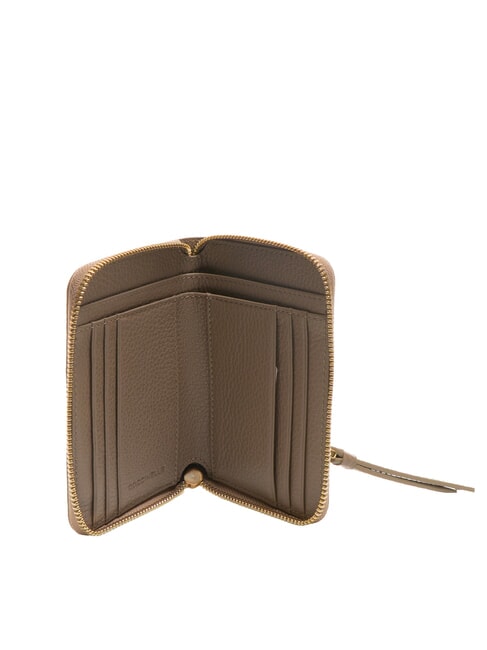 VOILE Cartera mediana de cuero con cremallera alrededor topo cálido - Carteras Mujer