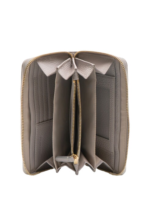 VOILE Cartera grande de cuero con cremallera gris claro - Carteras Mujer