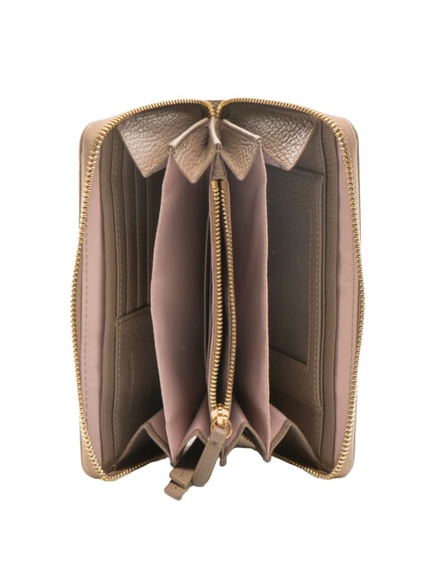 VOILE Cartera grande de cuero con cremallera topo cálido - Carteras Mujer