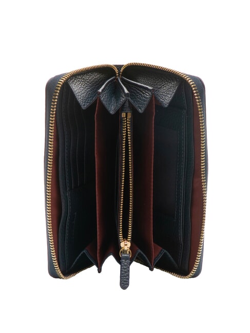 VOILE Cartera grande de cuero con cremallera azul medianoche - Carteras Mujer