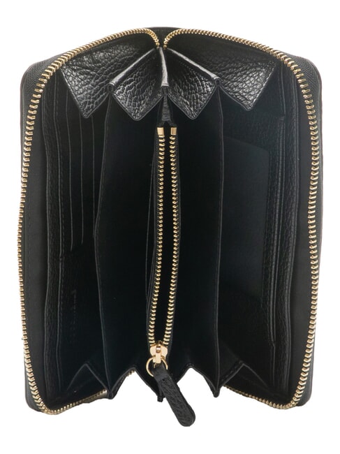 VOILE Cartera grande de cuero con cremallera negro - Carteras Mujer