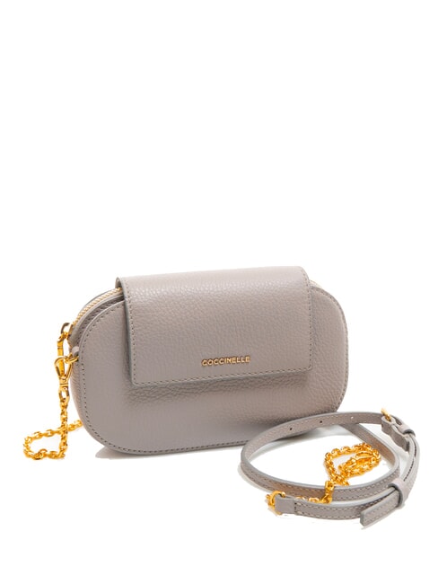 FAINT Mini bolso de piel martillada gris claro - Bolsos Mujer