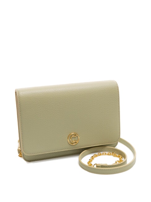 TULIP Bolso de hombro de piel martillada verde celadón - Bolsos Mujer